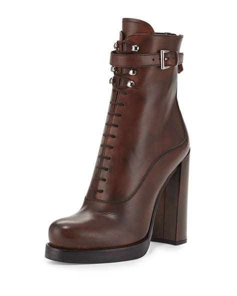 prada brown leather boots|Prada high heel boots.